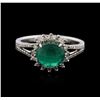 Image 1 : 18KT White Gold 1.38ct Emerald and Diamond Ring