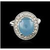 Image 1 : 14KT White Gold 6.45ct Aquamarine and Diamond Ring