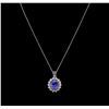 Image 2 : 7.12ct Tanzanite, Sapphire and Diamond Pendant With Chain - 14KT White Gold