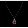 Image 1 : 14KT Rose Gold 9.99ct Amethyst and Diamond Pendant With Chain