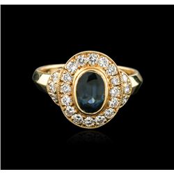 14KT Yellow Gold 1.00ct Sapphire and Diamond Ring