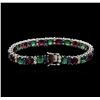 Image 2 : 14KT White Gold 13.20ctw Emerald, Ruby, Sapphire and Diamond Bracelet