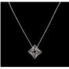 Image 1 : 0.97ctw Diamond Pendant With Chain - 14KT White Gold