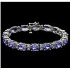 Image 1 : 20.58ctw Tanzanite and Diamond Bracelet - 14KT White Gold