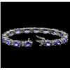 Image 3 : 20.58ctw Tanzanite and Diamond Bracelet - 14KT White Gold