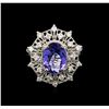 Image 1 : 2.43ct Tanzanite and Diamond Ring - 14KT White Gold