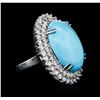 Image 2 : 14KT White Gold 23.00ct Turquoise and Diamond Ring