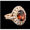 Image 2 : 18KT Rose Gold 3.31ct Garnet and Diamond Ring