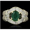 Image 1 : 14KT Yellow Gold 1.96ct Emerald and Diamond Ring