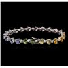 Image 2 : 11.72ctw Multicolor Sapphire and Diamond Bracelet - 18KT White Gold