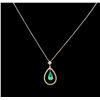 Image 2 : 2.18ct Emerald and Diamond Pendant With Chain - 14KT White Gold