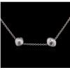 Image 2 : Pearl and Diamond Necklace - 18KT White Gold