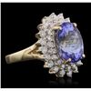 Image 2 : 14KT Yellow Gold 4.79ct Tanzanite and Diamond Ring