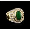 Image 2 : 14KT Yellow Gold 2.00ct Jade and Diamond Ring