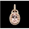Image 1 : 14KT Rose Gold 2.30ct Morganite and Diamond Pendant