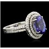 Image 2 : 14KT White Gold 3.57ct Tanzanite and Diamond Ring