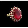 Image 2 : 13.27ctw Ruby and Diamond Ring - 14KT Yellow Gold