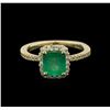 Image 1 : 1.44ct Emerald and Diamond Ring - 14KT Yellow Gold