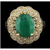 Image 1 : 14KT Yellow Gold 4.10ct Emerald and Diamond Ring