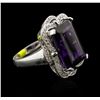 Image 2 : 9.40ct Amethyst and Diamond Ring - 14KT White Gold