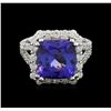 Image 1 : 6.52ct Tanzanite and Diamond Ring - 14KT White Gold