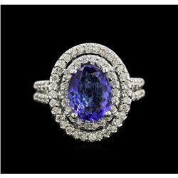 2.22ct Tanzanite and Diamond Ring - 14KT White Gold