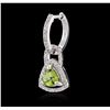 Image 2 : 14KT White Gold 1.62ctw Peridot and Diamond Earrings