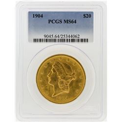 1904 PCGS MS64 $20 Liberty Head Double Eagle Gold Coin