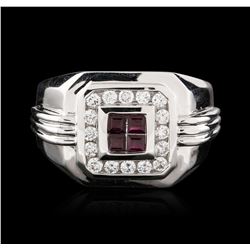 14KT White Gold 0.50ctw Ruby and Diamond Ring