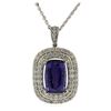 Image 1 : 14KT White Gold GIA Certified 16.65ct Tanzanite and Diamond Pendant With Chain
