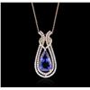 Image 1 : 14KT Two-Tone Gold 6.58ct Tanzanite and Diamond Pendant With Chain