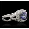 Image 2 : 14KT White Gold 1.56ct Tanzanite and Diamond Ring