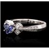 Image 2 : 14KT White Gold 0.78ct Tanzanite and Diamond Ring
