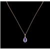 Image 1 : 2.37ct Tanzanite and Diamond Pendant With Chain - 14KT Rose Gold