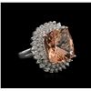 Image 2 : 13.86ct Morganite and Diamond Ring - 14KT White Gold