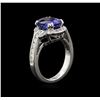 Image 3 : 3.60ct Tanzanite and Diamond Ring - 14KT White Gold