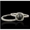 Image 3 : 14KT White Gold 1.23ctw Black Diamond Ring Wedding Set