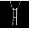 Image 1 : 14KT White Gold 0.16ctw Diamond Pendant With Chain