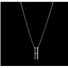 Image 2 : 14KT White Gold 0.16ctw Diamond Pendant With Chain