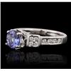 Image 2 : 14KT White Gold 1.15ct Tanzanite and Diamond Ring