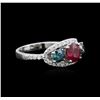 Image 2 : 1.40ct Ruby and Diamond Ring - 14KT White Gold