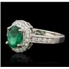 Image 2 : 14KT White Gold 1.15ct Emerald and Diamond Ring