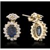Image 2 : 14KT Yellow Gold 1.91ctw Sapphire and Diamond Earrings