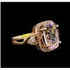 Image 2 : 6.13ct Kunzite and Diamond Ring - 14KT Rose Gold