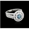 Image 2 : 14KT White Gold 1.92ctw Fancy Blue Diamond Ring