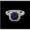 Image 1 : 2.87ct Blue Sapphire and Diamond Ring - 14KT White Gold
