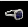 Image 2 : 2.87ct Blue Sapphire and Diamond Ring - 14KT White Gold