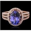 Image 1 : 14KT Rose Gold 2.92ct Tanzanite and Diamond Ring