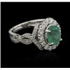 Image 2 : 2.18ct Emerald and Diamond Ring - 14KT White Gold