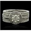Image 1 : 14KT White Gold 1.87ctw Diamond Ring Wedding Set